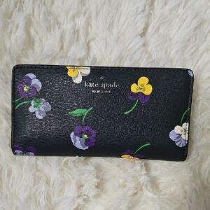 kate spade Pansy Toss Navy Bifold Wallet